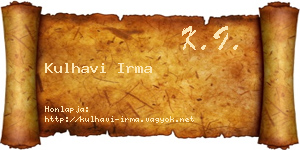Kulhavi Irma névjegykártya
