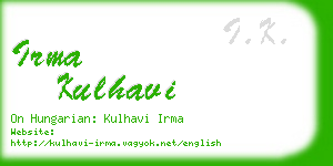 irma kulhavi business card